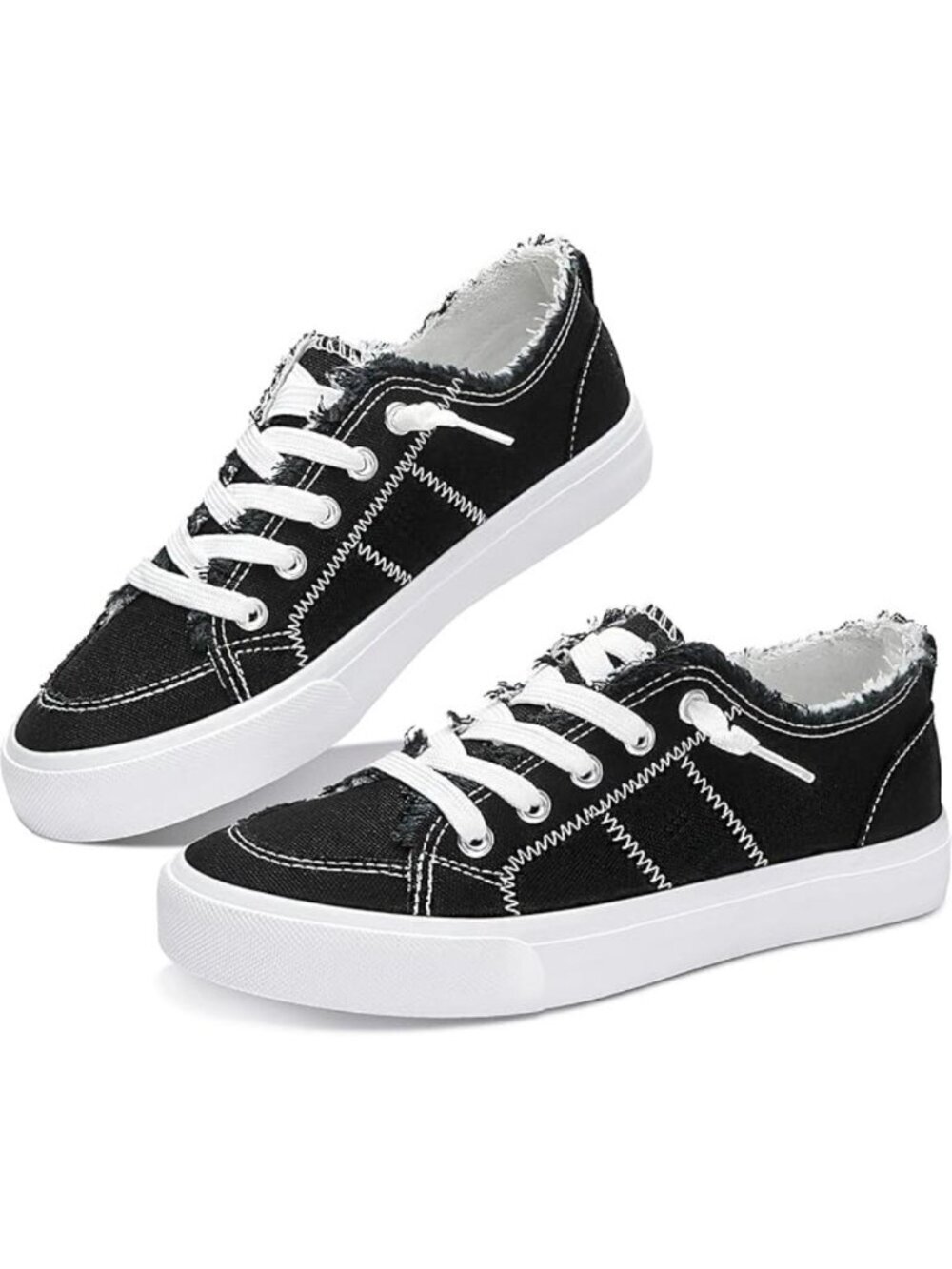 Women's Black Waltz Sneaker Washed and Leopard Canvas Slip on Shoes Fashion